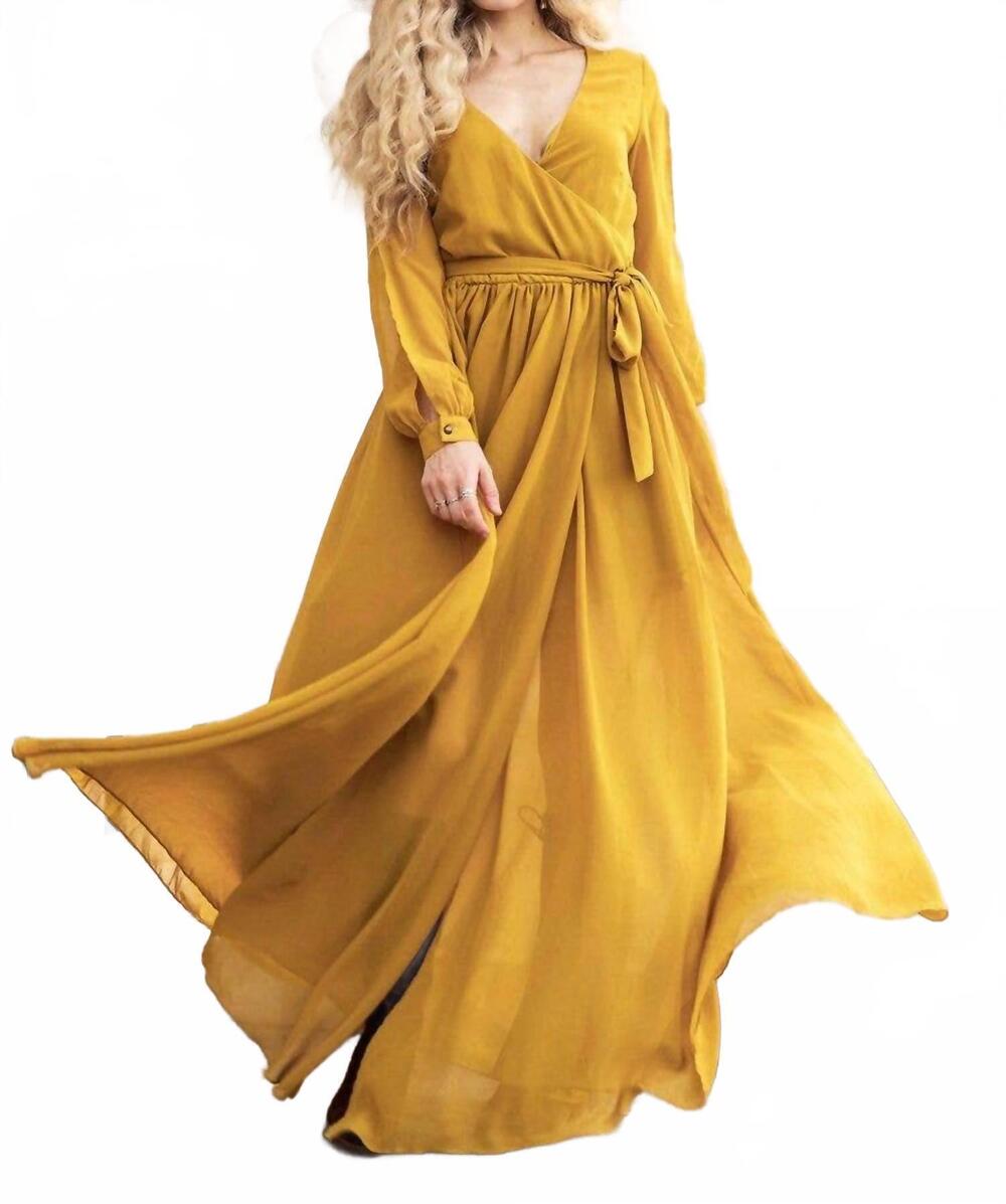NEW JOYFOLIE aniya maxi dress in mustard